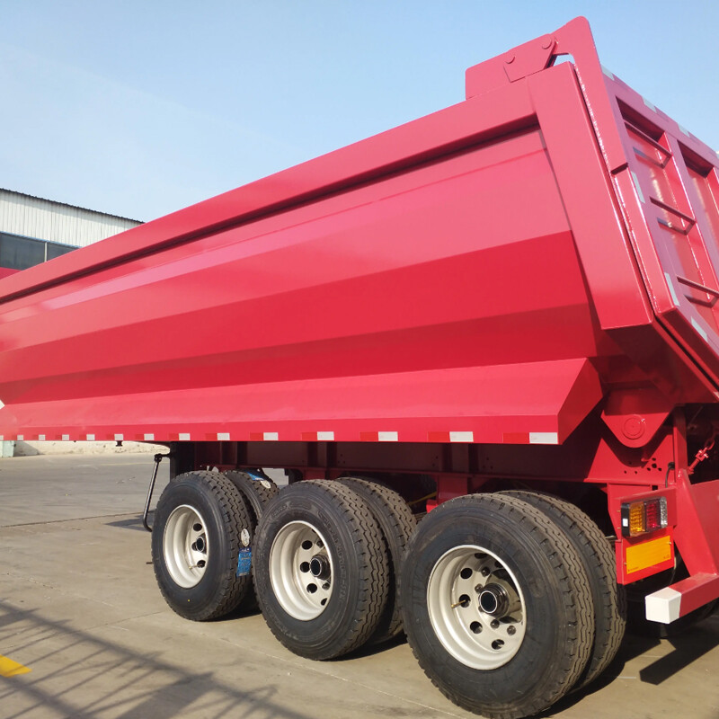 3 Axle 60 Ton Red Half Pipe Tipper Trailer