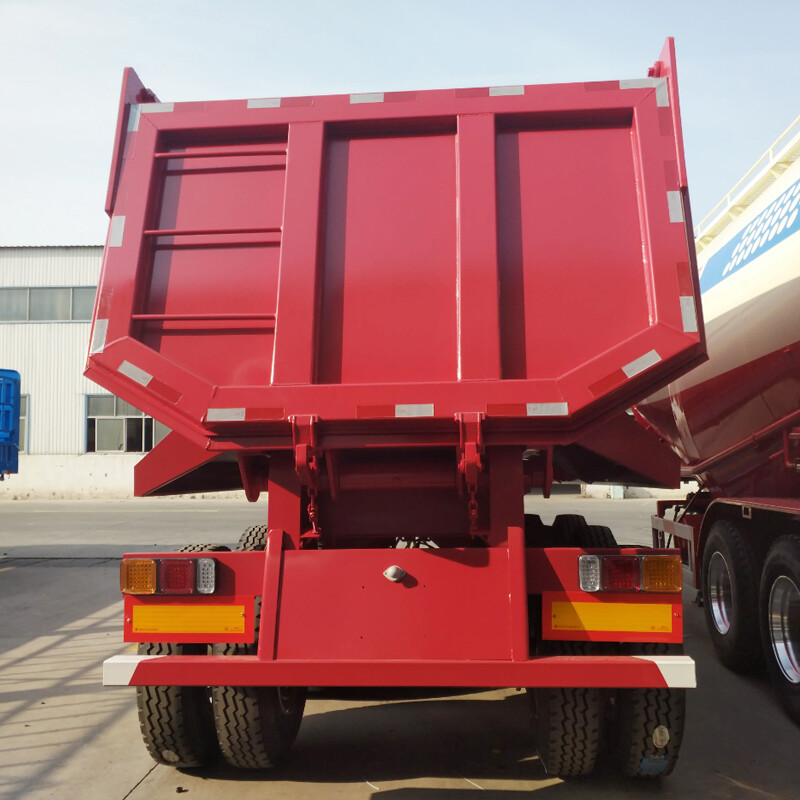 3 Axle 60 Ton Red Half Pipe Tipper Trailer