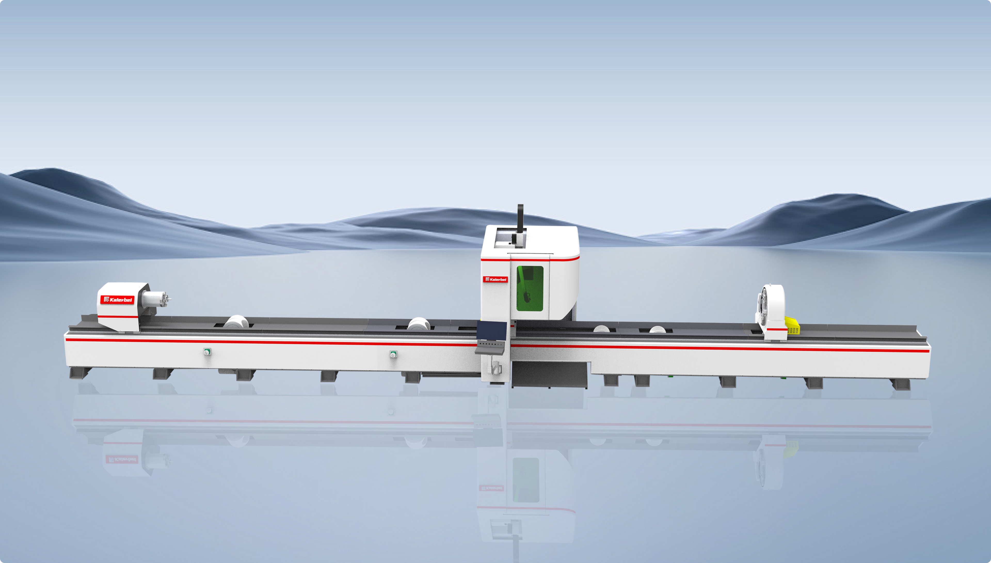 Máquina de corte a laser de tubos para serviços pesados Kalerbei S Series com três mandris