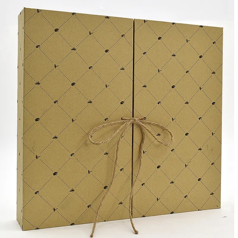 Luxury Customized Size Color Hot Sales New Design Printing Cardboard Double Open With Rope Packaging Calendar Gift Box