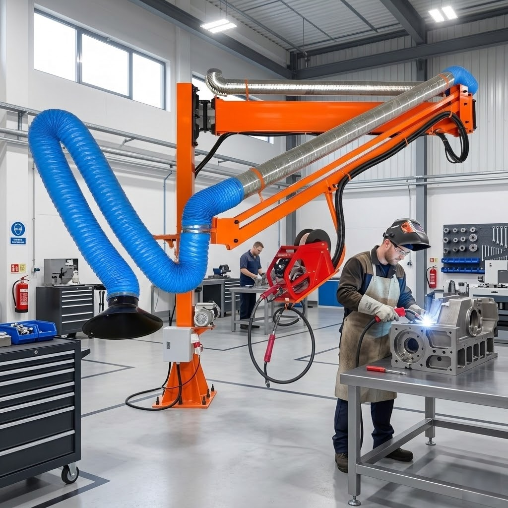 Welding fumes swept away: Xutai wire feeder boom create a green and clean working environment