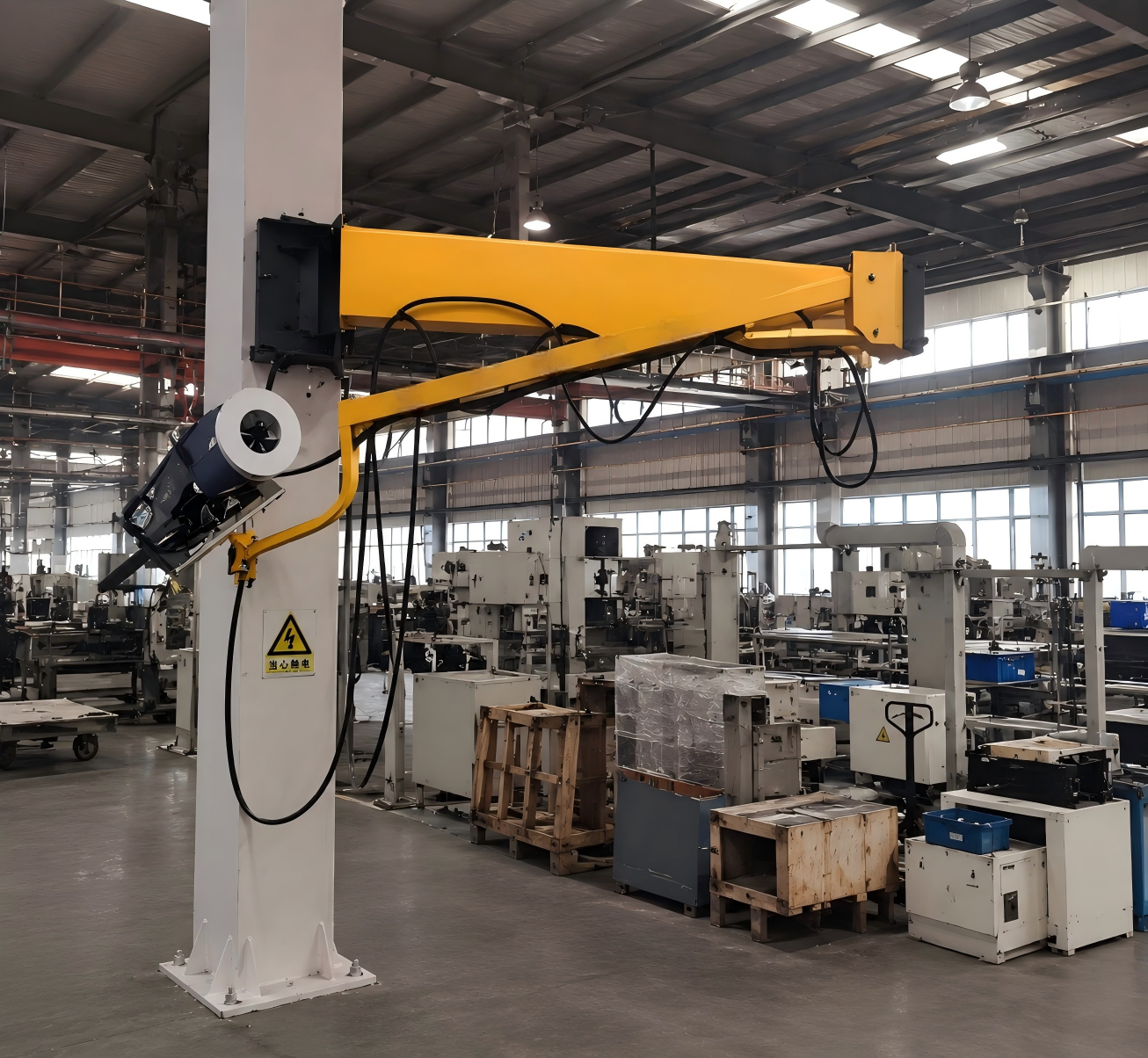 Durable manual hydraulic 7m boom with 320° rotating column type welding boom wire feeder arm
