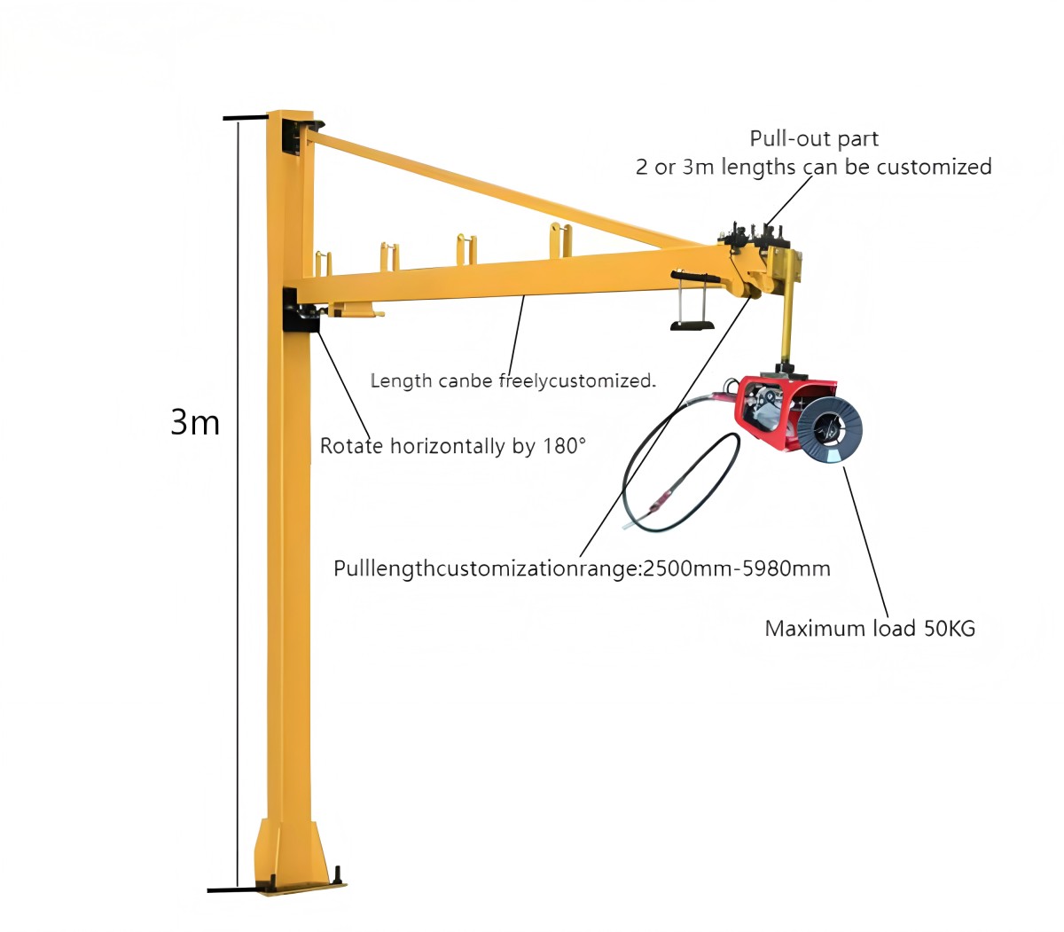 SPD-605 Reduce labor intensity Telescopic design with 4m boom length flexible operation welding boom