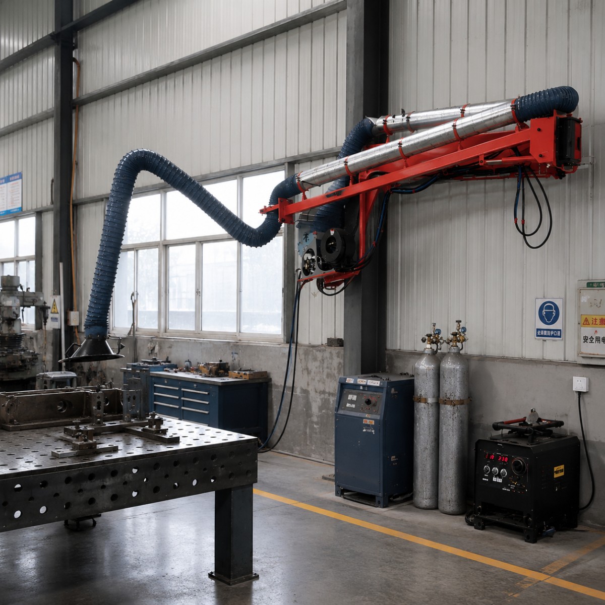 Electric welding space arm Professional Manufacturer electric 6m arm Fume Extraction purification workshop air thickened carbon steel welding boom for pressure vessel factories