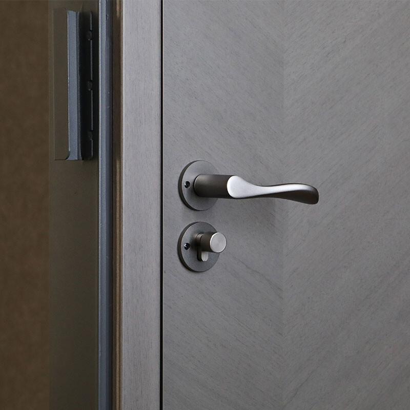 Light Grey Wooden Bedroom Door