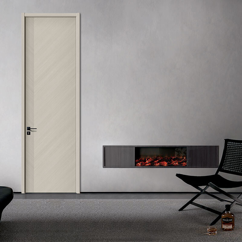 Light Grey Wooden Bedroom Door