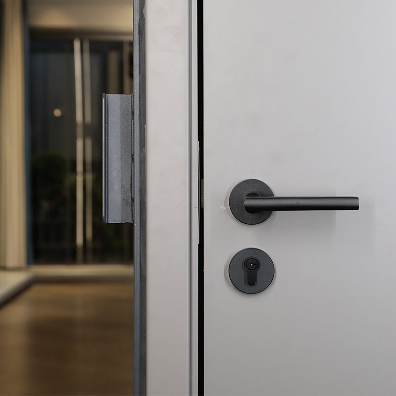 Geometric Pattern Grey Bedroom Wooden Door