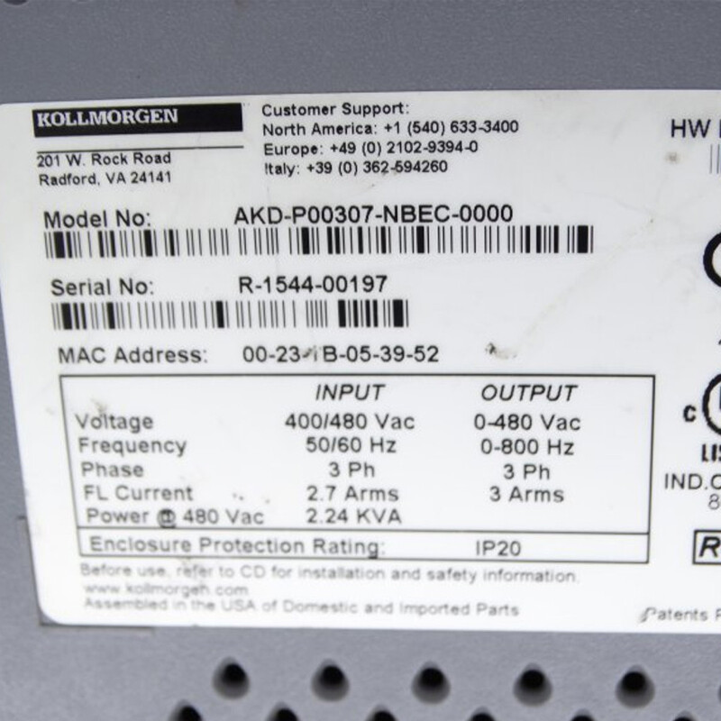 KOLLMORGEN     AKD-M02406-NACN-D000  Servo Driver    