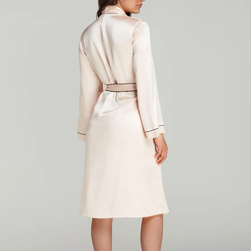 Silk Robe with Black Piping