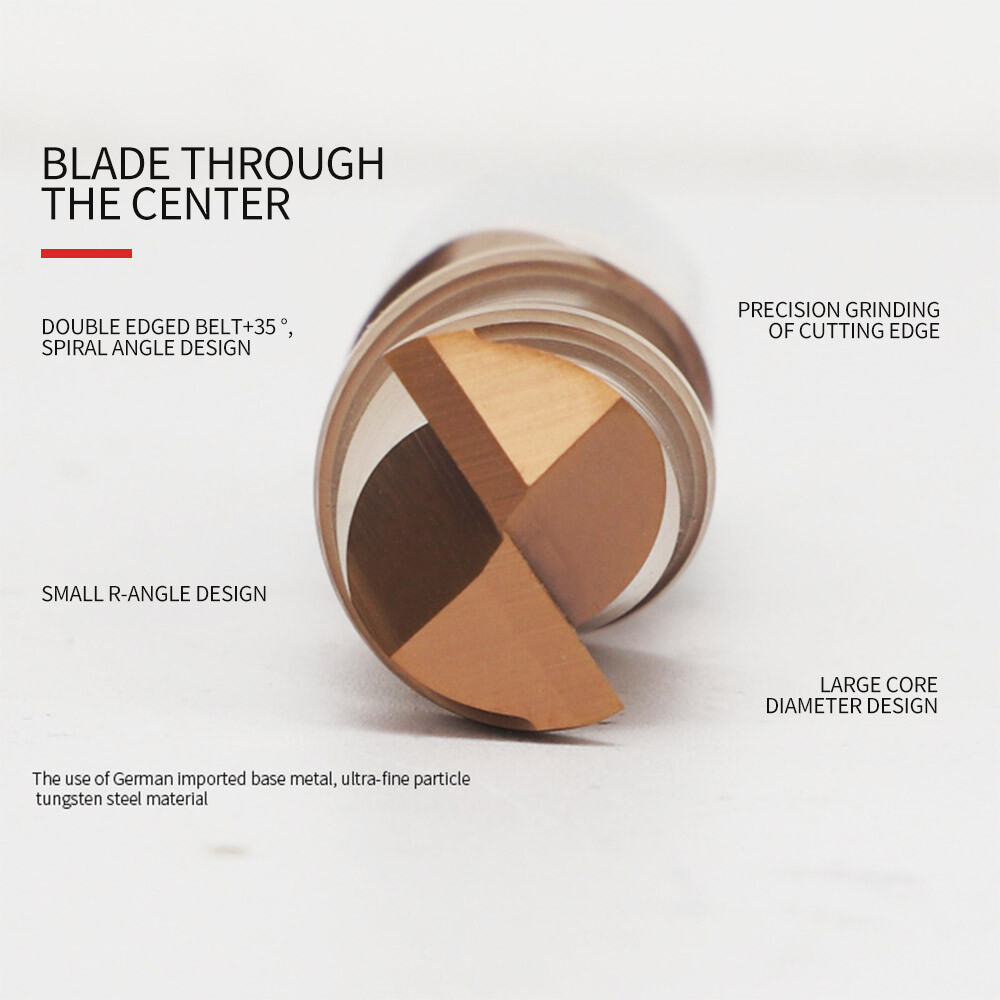 55° Tungsten Steel End Mill, 2-Flute Keyway Cutter, Extended, CNC Tool, Coated, Flat Bottom, Carbide End Mill