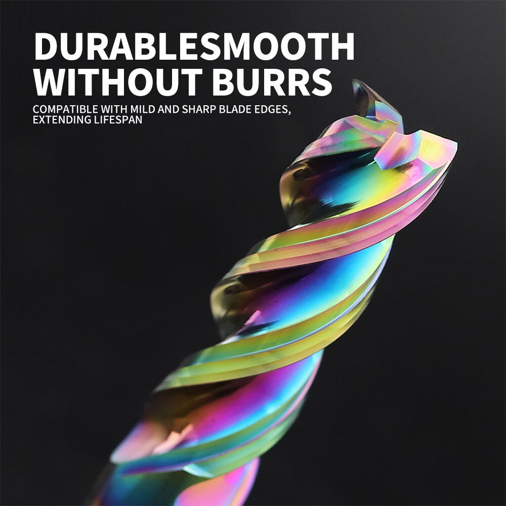 60° Rainbow U-Shaped Groove High-Efficiency Aluminum End Mill, Tungsten Steel Alloy End Mill, 3-Flu