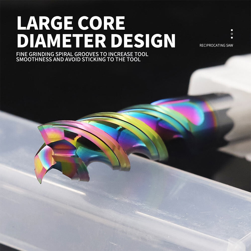 60° Rainbow U-Shaped Groove High-Efficiency Aluminum End Mill, Tungsten Steel Alloy End Mill, 3-Flu