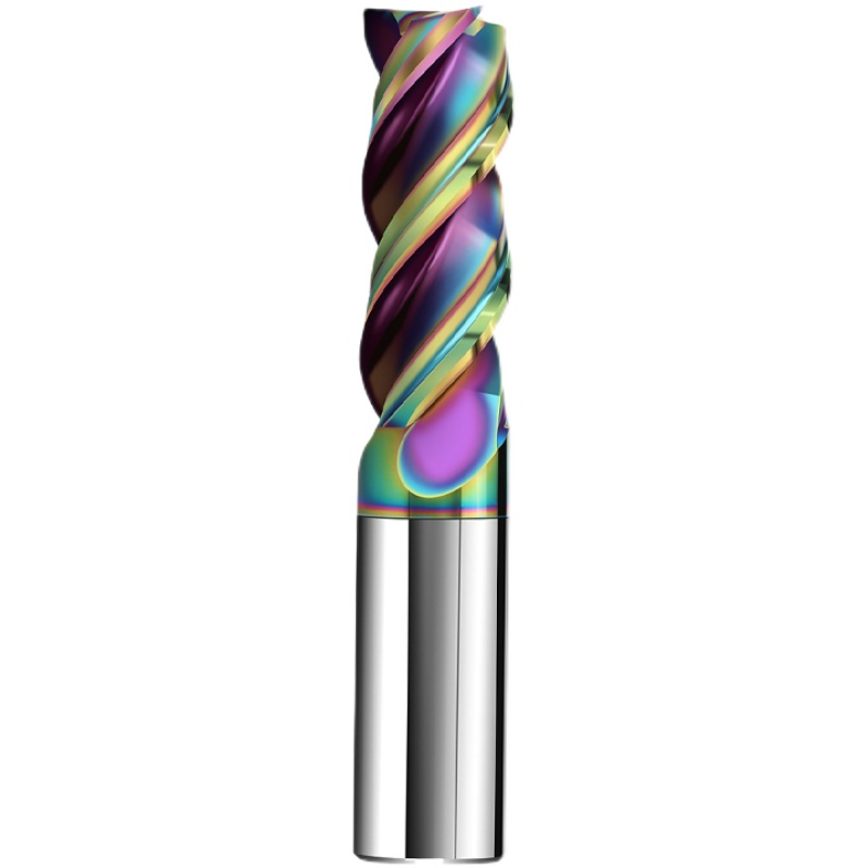 60° Rainbow U-Shaped Groove High-Efficiency Aluminum End Mill, Tungsten Steel Alloy End Mill, 3-Flu
