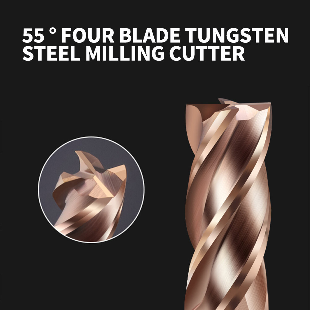 55° Tungsten Steel End Mill 4-Flute Flat Bottom 16 20mm Carbide End Mill Extended 2 3 6 8mm