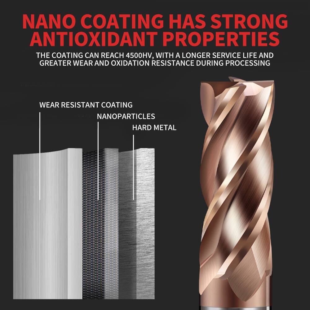 55° Tungsten Steel End Mill 4-Flute Flat Bottom 16 20mm Carbide End Mill Extended 2 3 6 8mm