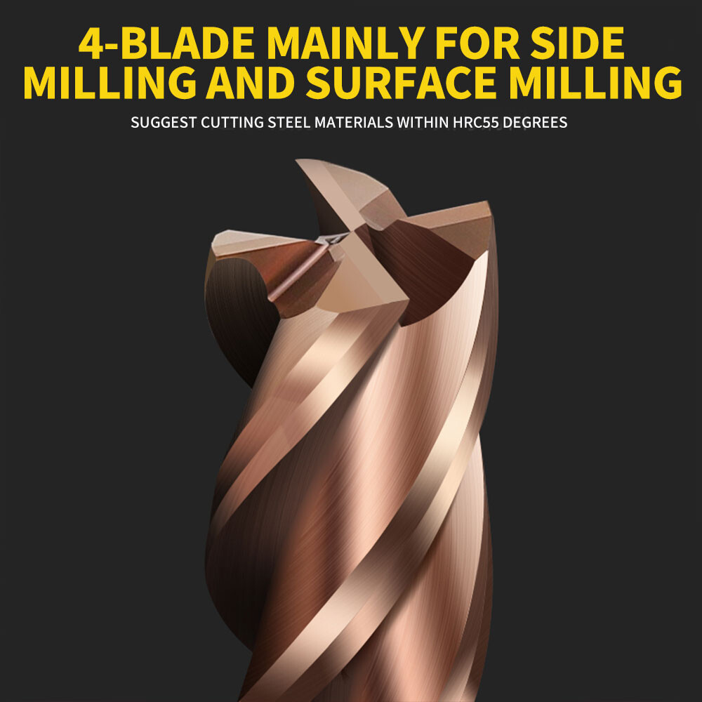 55° Tungsten Steel End Mill 4-Flute Flat Bottom 16 20mm Carbide End Mill Extended 2 3 6 8mm