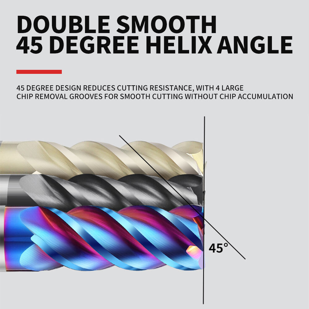 65° Tungsten Steel End Mill 4-Flute Stainless Steel Special 2mm Extended 1mm Alloy End Mill for Machining Center 4-Flute