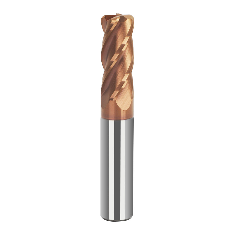 55° Tungsten Steel Alloy End Mill, 4-Flute, Extended, Bullnose Round Nose End Mill, Carbide Coated, D6R0.5, End Mill
