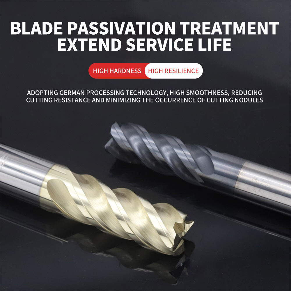 68° Round Nose End Mill, Unequal Spiral, Unequal Pitch, High-Efficiency U-Groove, Special for Stainless Steel and Titanium Alloy, Bullnose 10R0.5