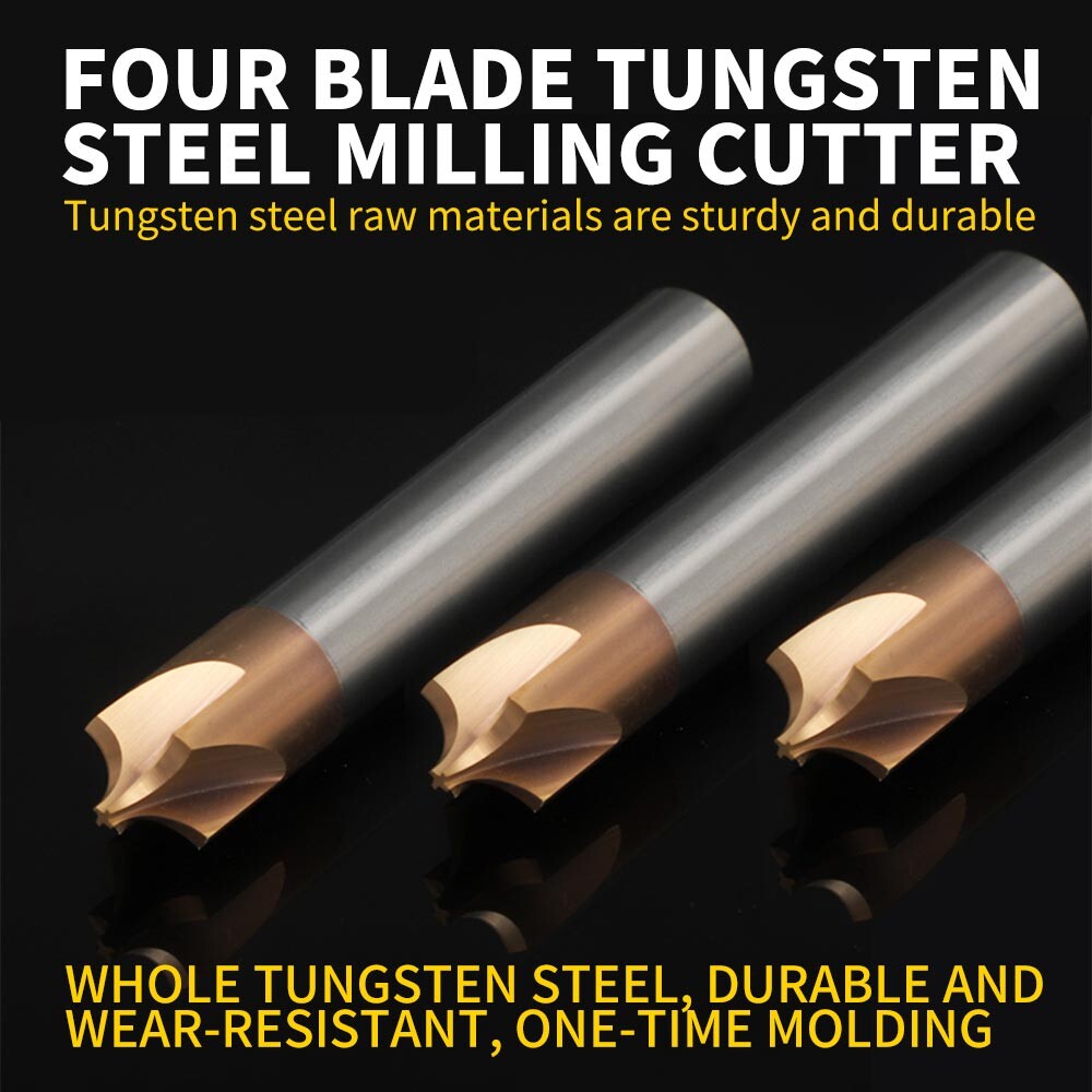 Tungsten Steel Alloy Inner Radius Cutter, End Mill R0.5, Aluminum Chamfering Cutter, Reverse Radius Edge Cutter, Carbide End Mill R1, R2, R3, R5