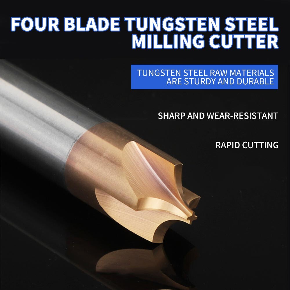 Tungsten Steel Alloy Inner Radius Cutter, End Mill R0.5, Aluminum Chamfering Cutter, Reverse Radius Edge Cutter, Carbide End Mill R1, R2, R3, R5