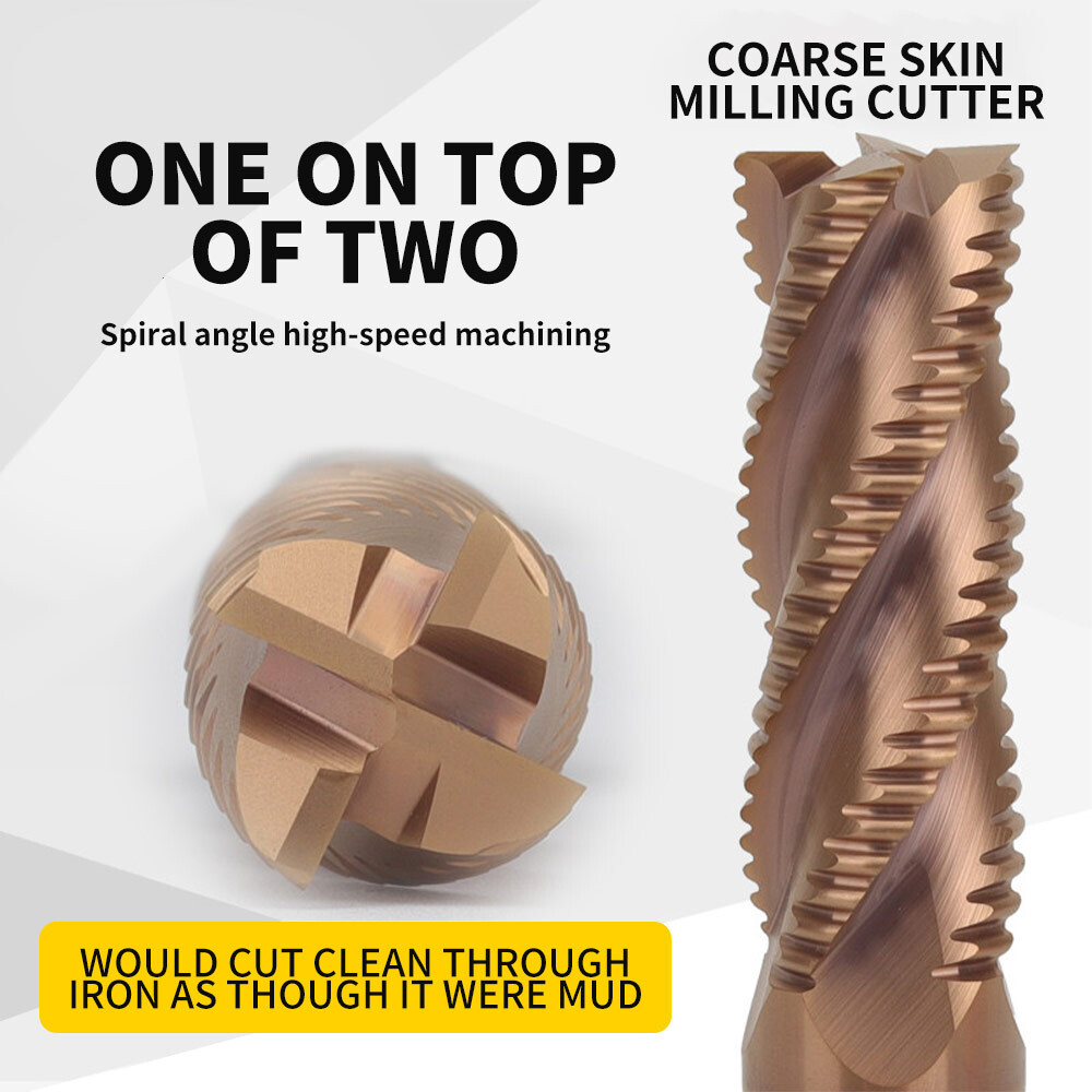 55° Tungsten Steel Roughing End Mill, Wave Edge Roughing Cutter, Rough Leather for Steel, 4-Flute, Extended, Carbide End Mill