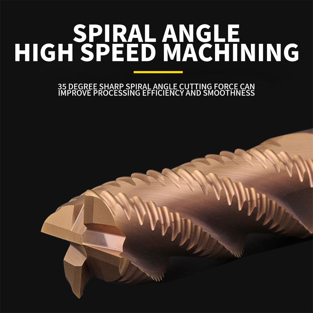 55° Tungsten Steel Roughing End Mill, Wave Edge Roughing Cutter, Rough Leather for Steel, 4-Flute, Extended, Carbide End Mill