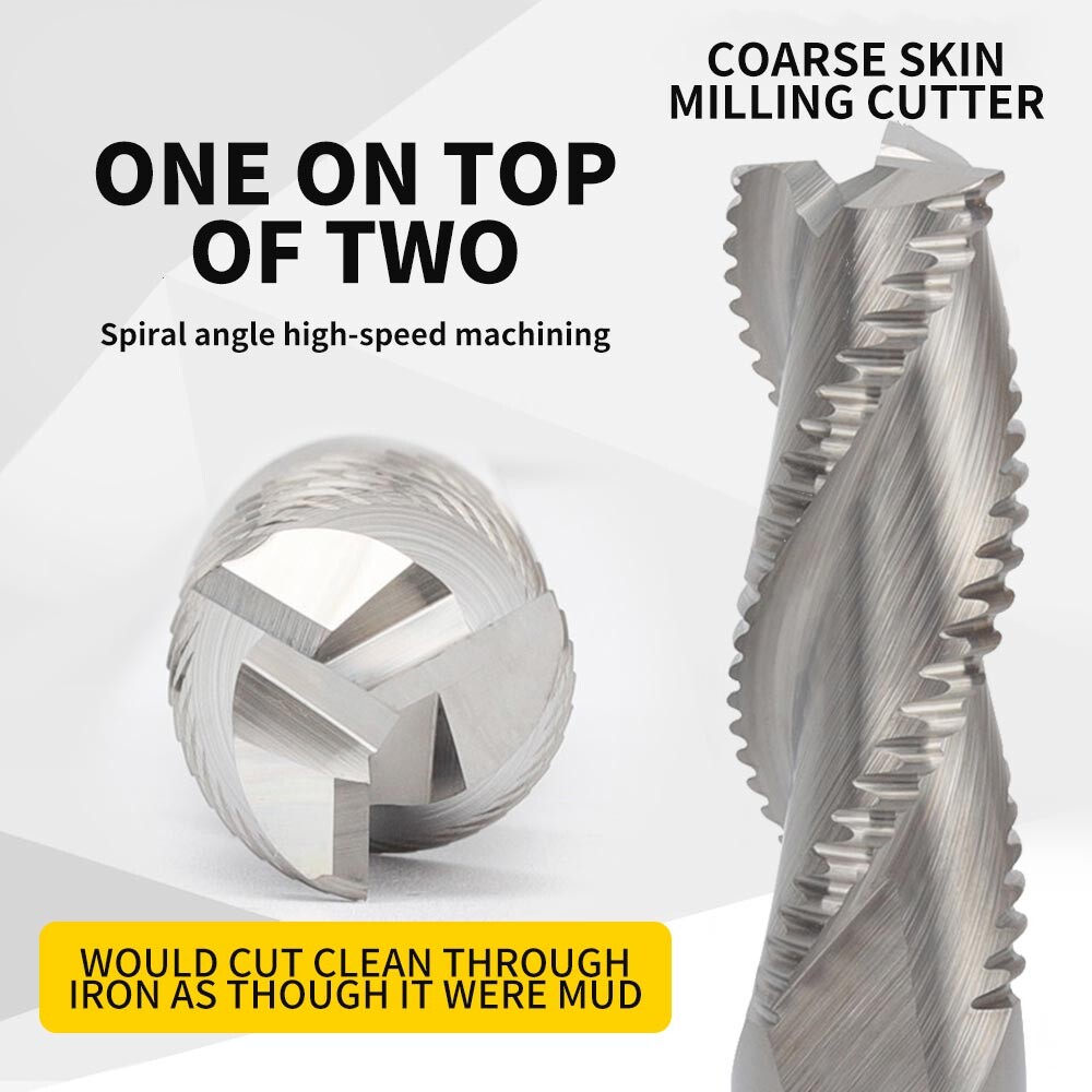 55° Tungsten Steel Roughing End Mill, Wave Edge Roughing Cutter, Rough Leather for Steel, 4-Flute, Extended, Carbide End Mill