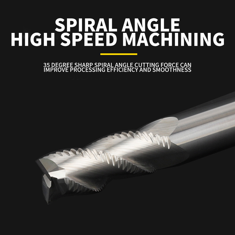 55° Tungsten Steel Roughing End Mill, Wave Edge Roughing Cutter, Rough Leather for Steel, 4-Flute, Extended, Carbide End Mill