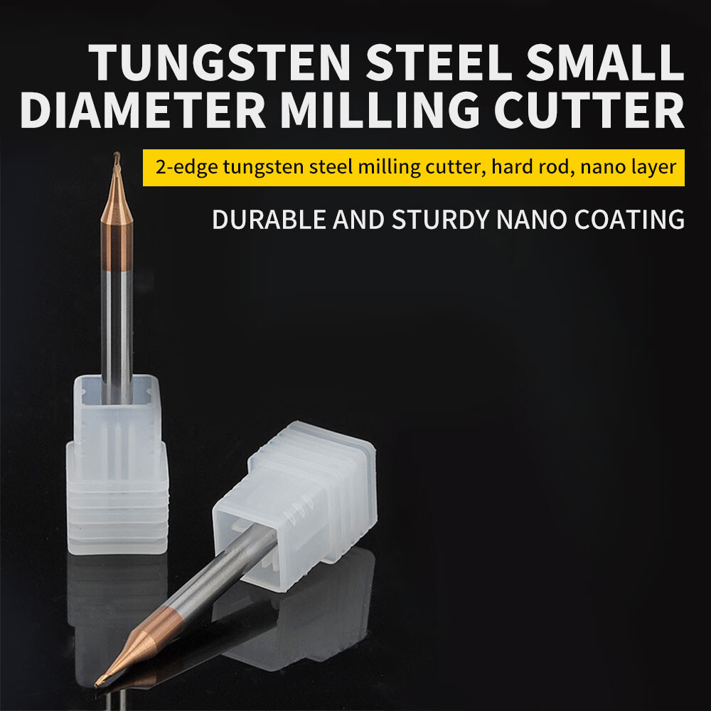 55° Tungsten Steel Carbide Coated Micro-Diameter End Mill, Flat Bottom, Ball Nose, Round Head, Spherical End Mill, Ball Cutter, 2-Flute