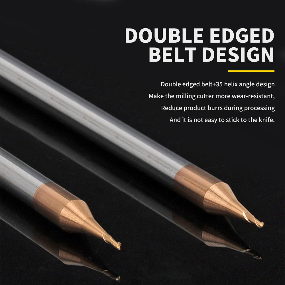 55° Tungsten Steel Carbide Coated Micro-Diameter End Mill, Flat Bottom, Ball Nose, Round Head, Spherical End Mill, Ball Cutter, 2-Flute