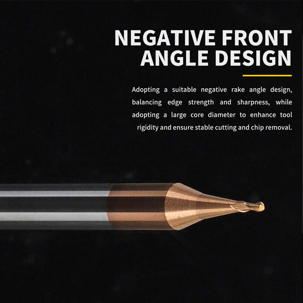 55° Tungsten Steel Carbide Coated Micro-Diameter End Mill, Flat Bottom, Ball Nose, Round Head, Spherical End Mill, Ball Cutter, 2-Flute
