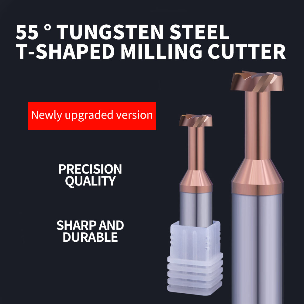 55° Aluminum T-Slot Cutter, 4-Flute, Thickness 1, Tungsten Steel Alloy, 2, Machining Center, 3, CNC Tool, Special for Aluminum Milling, High-Gloss Mirror Finish
