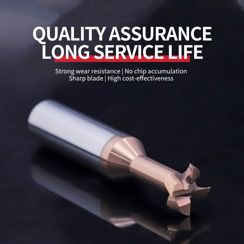 55° Aluminum T-Slot Cutter, 4-Flute, Thickness 1, Tungsten Steel Alloy, 2, Machining Center, 3, CNC Tool, Special for Aluminum Milling, High-Gloss Mirror Finish