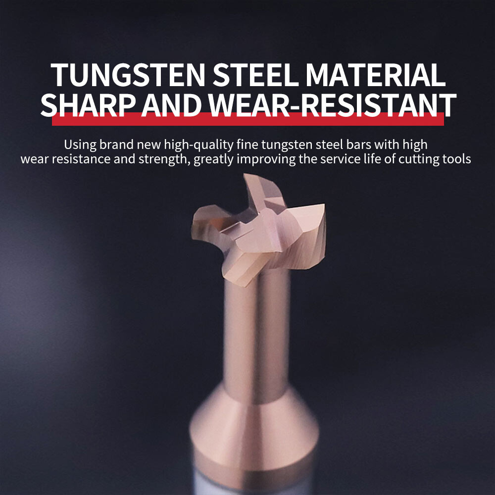 55° Aluminum T-Slot Cutter, 4-Flute, Thickness 1, Tungsten Steel Alloy, 2, Machining Center, 3, CNC Tool, Special for Aluminum Milling, High-Gloss Mirror Finish