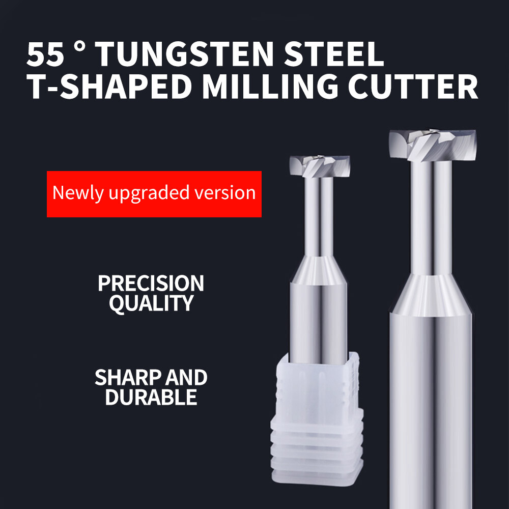 55° Steel T-Slot Cutter, 4-Flute, Thickness 1, Tungsten Steel Alloy, 2, Machining Center, 3, CNC Tool, 4, T-Slot Coated End Mill