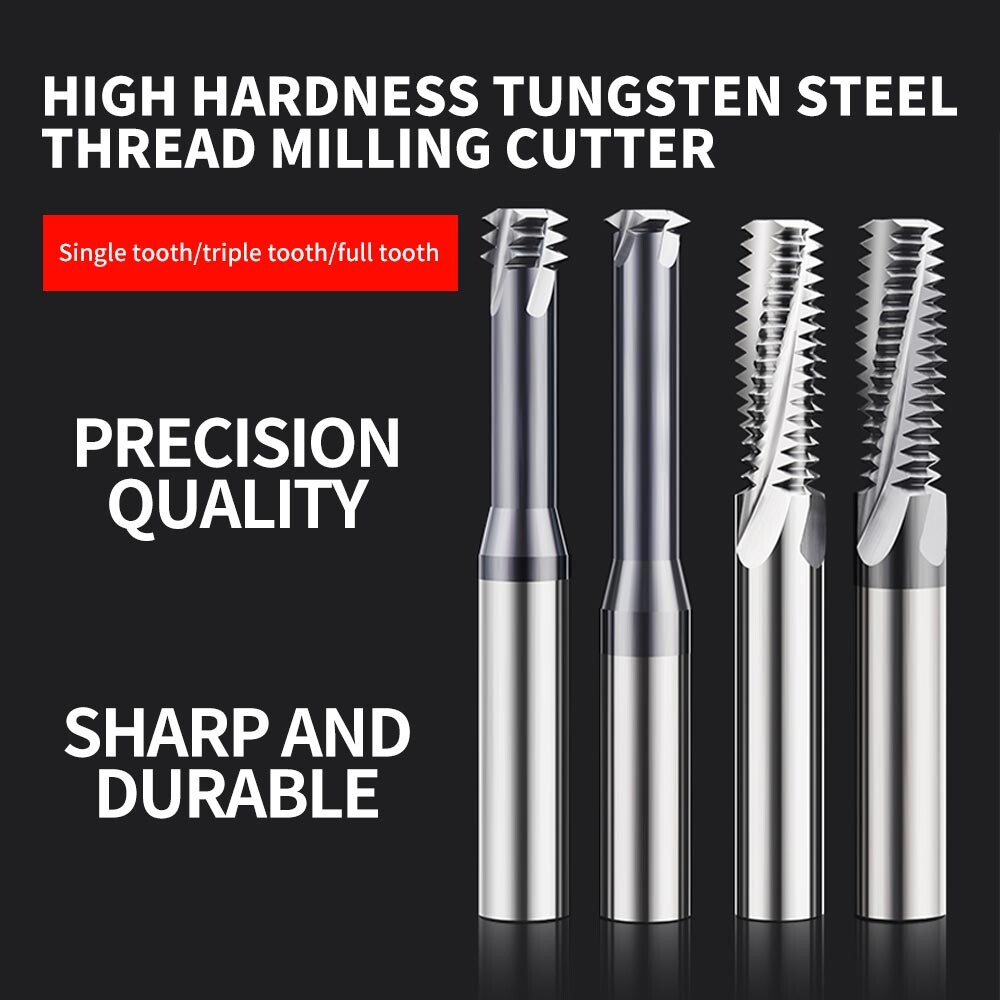 60° Tungsten Steel Thread Mill, Single Thread, Triple Thread, Full Thread, Stainless Steel Machining Center, Aluminum Use, Metric, Coated Thread Milling Cutter