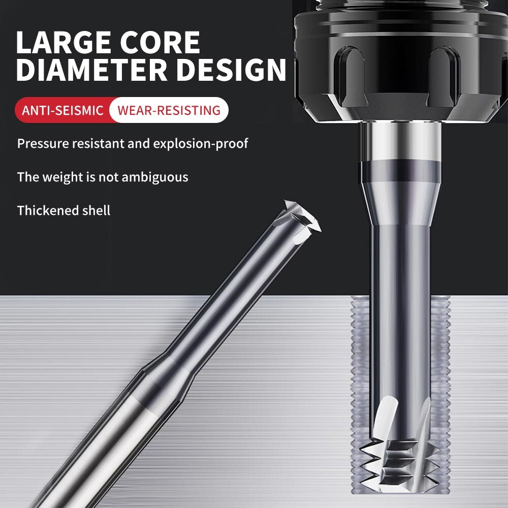 60° Tungsten Steel Thread Mill, Single Thread, Triple Thread, Full Thread, Stainless Steel Machining Center, Aluminum Use, Metric, Coated Thread Milling Cutter