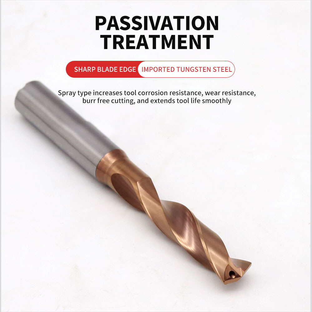 3D tungsten steel fixed handle extended 5D internal cold drilling stainless steel machining center water outlet integral hard alloy D4D6D8