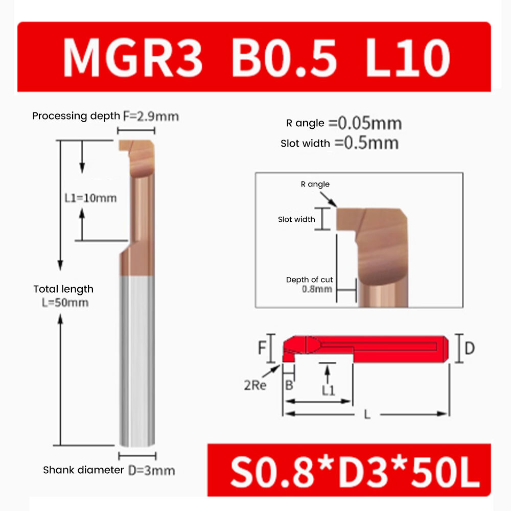 Tungsten steel integral coating alloy inner groove knife MGR4 micro small aperture 5mm cutting groove knife small diameter cutting groove knife 6mm