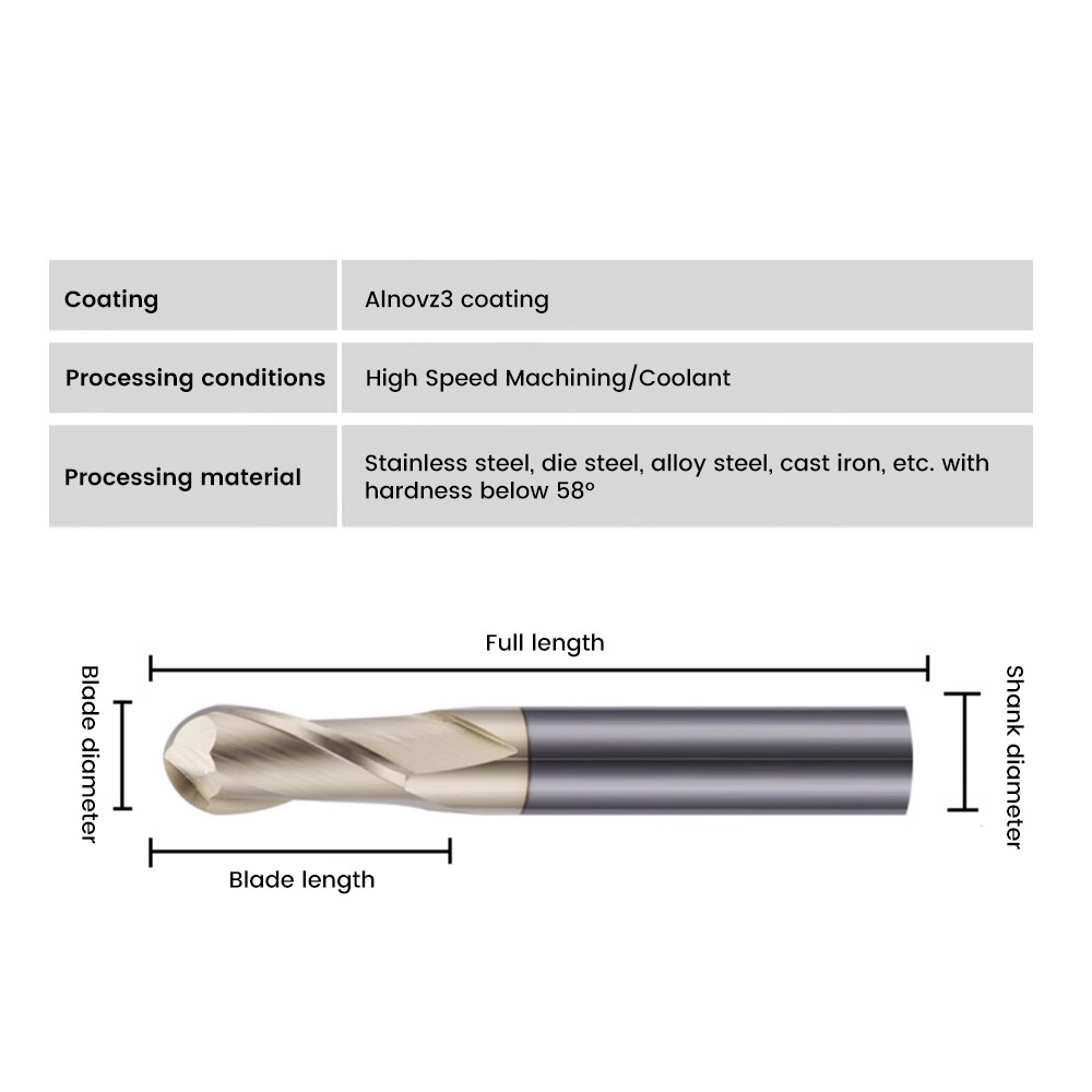 68 degree tungsten steel alloy R4 ball head ball milling cutter R3 stainless steel titanium alloy special R5 extended R6R1R2R1.5