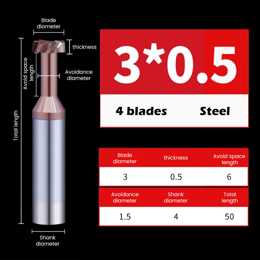 55° Aluminum T-Slot Cutter, 4-Flute, Thickness 1, Tungsten Steel Alloy, 2, Machining Center, 3, CNC Tool, Special for Aluminum Milling, High-Gloss Mirror Finish