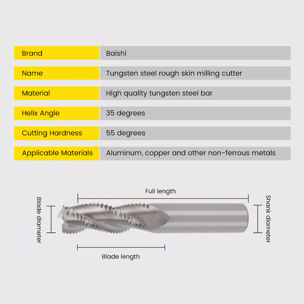 55° Tungsten Steel Roughing End Mill, Wave Edge Roughing Cutter, Rough Leather for Steel, 4-Flute, Extended, Carbide End Mill