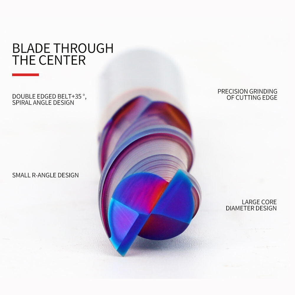 65° 2-Flute Tungsten Steel Alloy End Mill, Keyway Cutter, Extended, Hardened Stainless Steel Special, CNC Tool, Flat Bottom, High Hardness