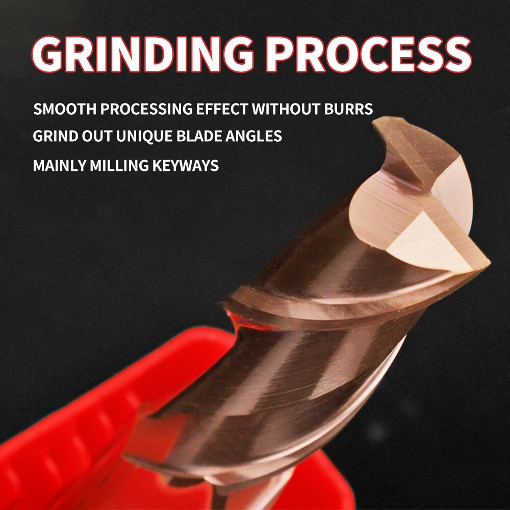 55° Tungsten Steel Aluminum End Mill, 2-Flute Keyway Cutter, Special for Aluminum Alloy, High-Gloss Mirror Finish, Extended, Alloy End Mill for Milling Aluminum.