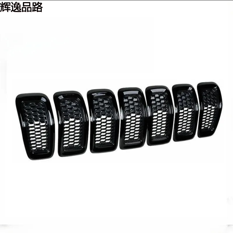 68138335AB Set Of 7Pcs Mesh Honeycomb Front Grill Inserts Cover Black Chrome Fit For Jeep Cherokee 2014 2015-2018