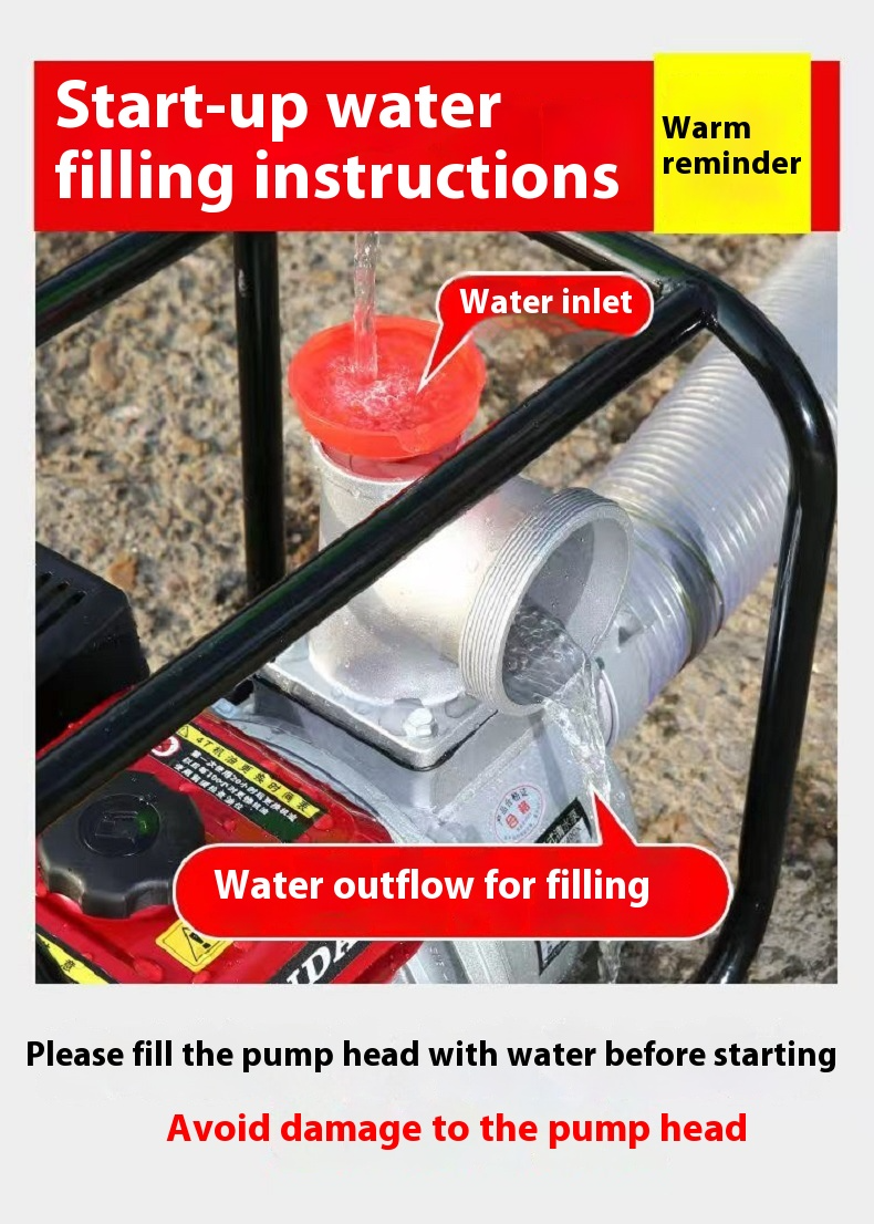 Diesel and gasoline water suction pump