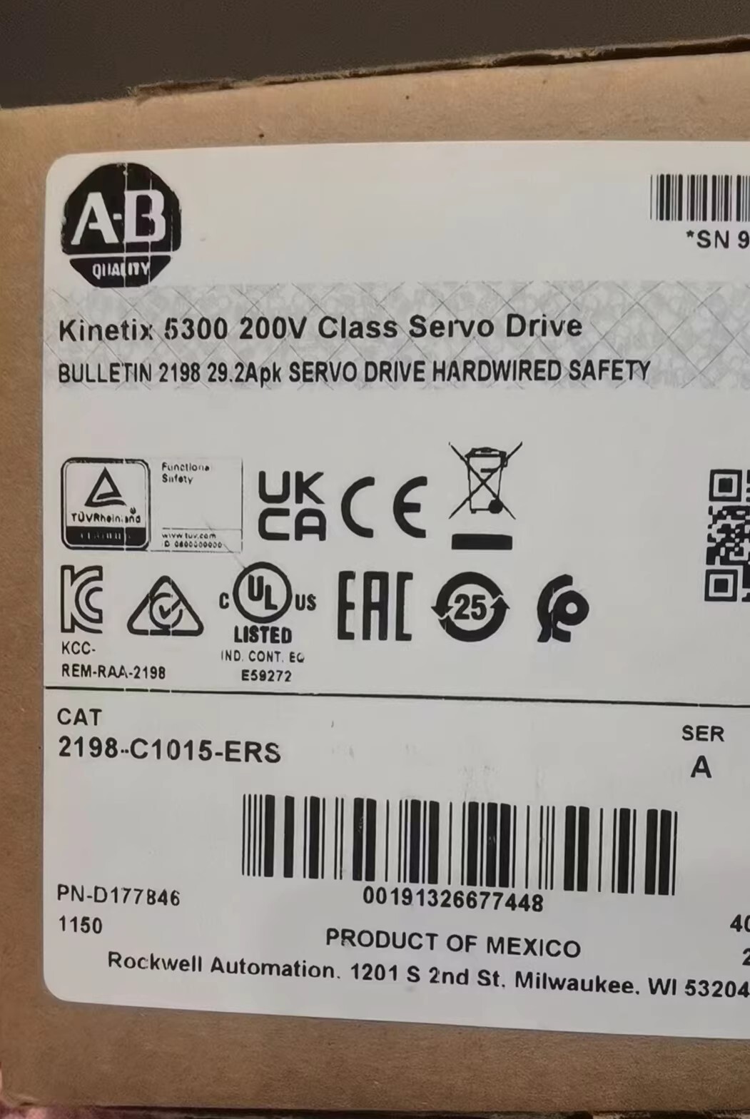 Allen-Bradley servo drive 2198-C1015-ERS Brand New and Genuine inverter test OK Fast Shipping