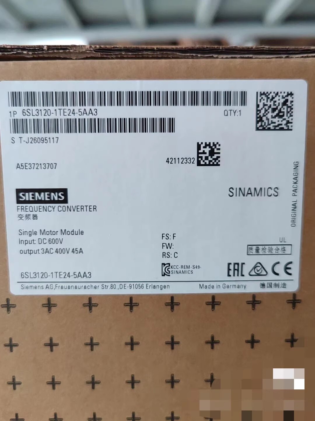 Siemens servo drive 6SL3120-1TE24-5AA3 Brand New and Genuine inverter test OK Fast Shipping
