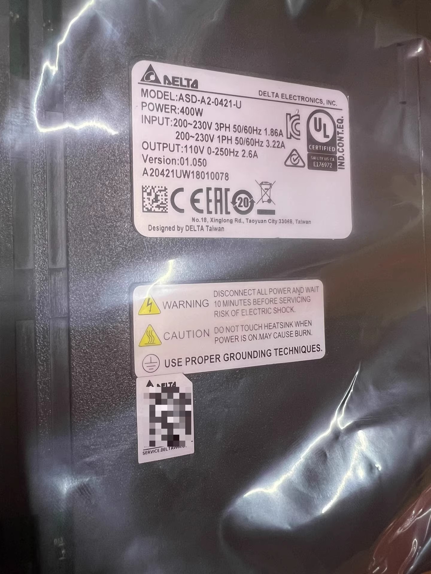 ASD-A2-0421-U delta frequency inverter Servo Drive Servo motor Brand New and Genuine inverter test OK Fast Shipping